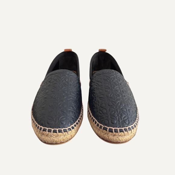 Loewe Anagram Monogram Calfskin Leather Men\'s Espadrilles Navy Sz 43 IT43 main image 8